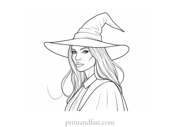 realistic Witch Coloring Page