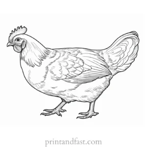 realistic chicken coloring page