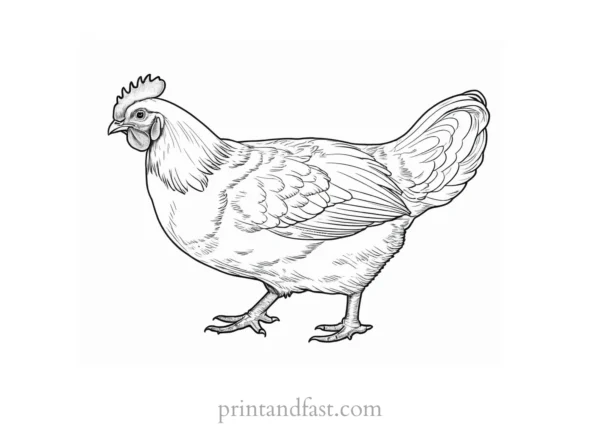 realistic chicken coloring page