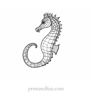 seahorse coloring page easy