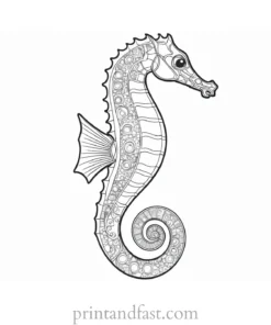 seahorse coloring page for kids