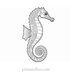 seahorse coloring page for kids