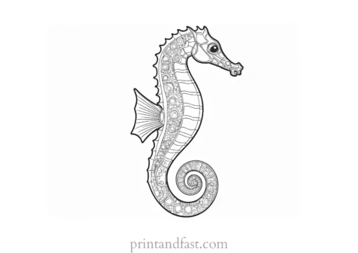 seahorse coloring page for kids