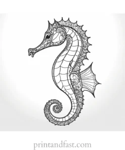 seahorse coloring page intricate