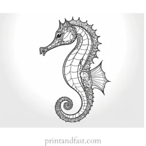 seahorse coloring page intricate