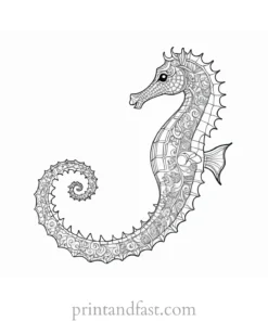 seahorse coloring page intricate design