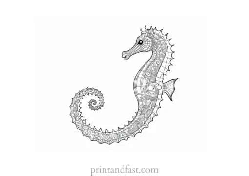 seahorse coloring page intricate design