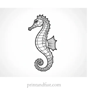 seahorse coloring page realistic