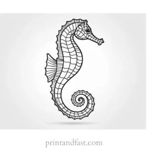 seahorse coloring page template