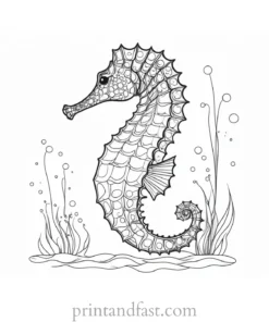 seahorse coloring page underwater