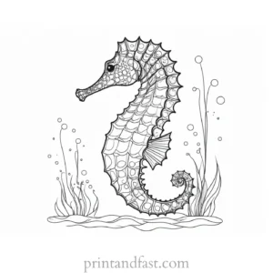 seahorse coloring page underwater