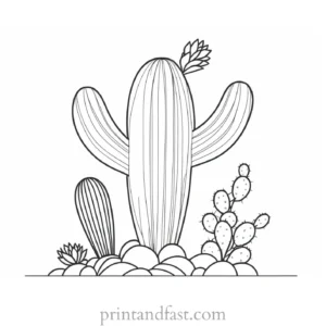 simple Cactus Coloring Page