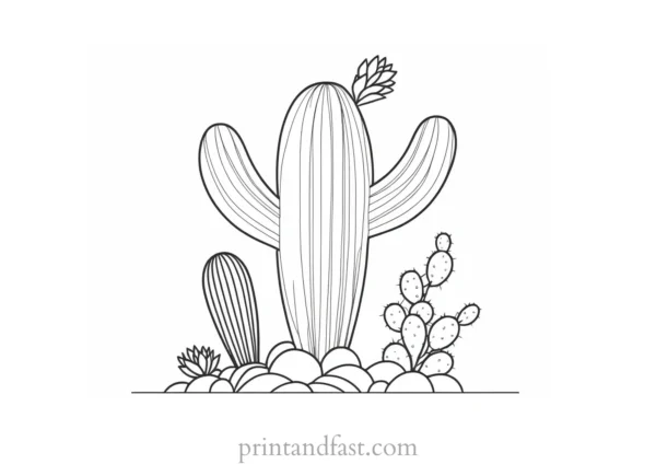 simple Cactus Coloring Page