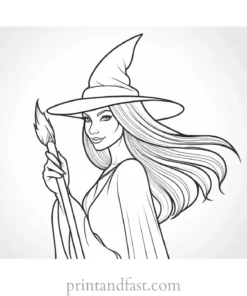 simple Witch Coloring Page