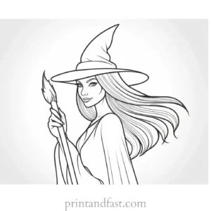 simple Witch Coloring Page