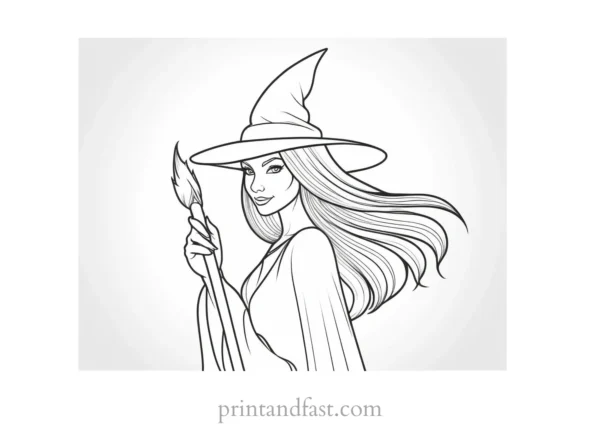 simple Witch Coloring Page