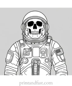 skeleton astronaut coloring page