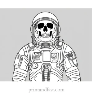 skeleton astronaut coloring page