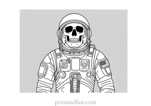 skeleton astronaut coloring page