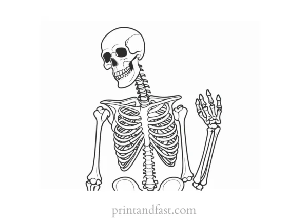 skeleton coloring page for kids