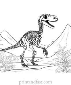 skeleton dinosaur coloring page