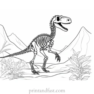 skeleton dinosaur coloring page