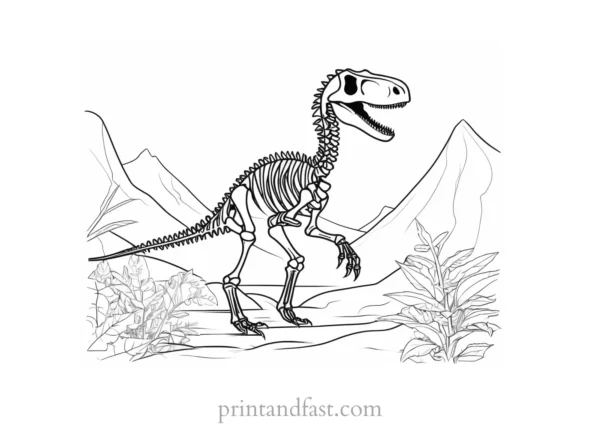 skeleton dinosaur coloring page