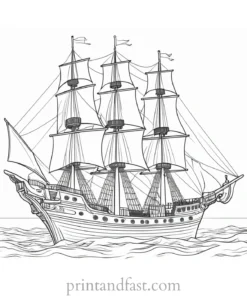 skeleton pirate ship coloring page