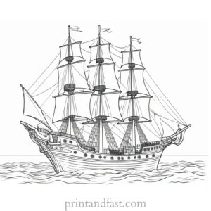 skeleton pirate ship coloring page