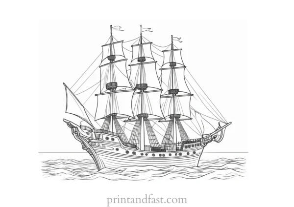 skeleton pirate ship coloring page