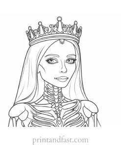 skeleton princess coloring page