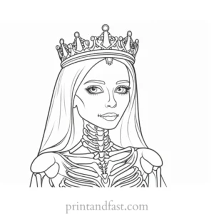 skeleton princess coloring page