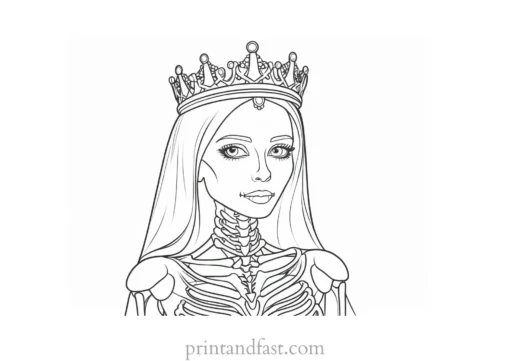 skeleton princess coloring page