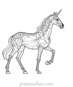 skeleton unicorn coloring page