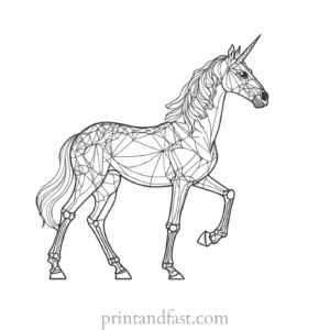 skeleton unicorn coloring page