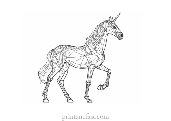 skeleton unicorn coloring page