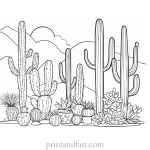 southwest Cactus Coloring Page