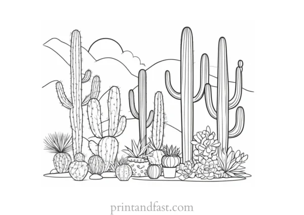 southwest Cactus Coloring Page