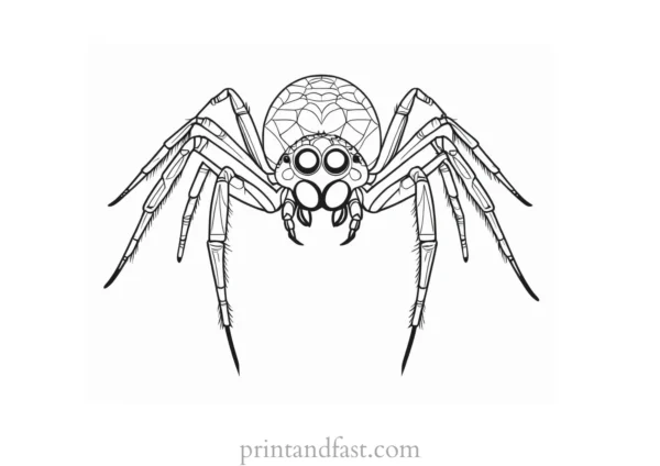 spider coloring page with eyes