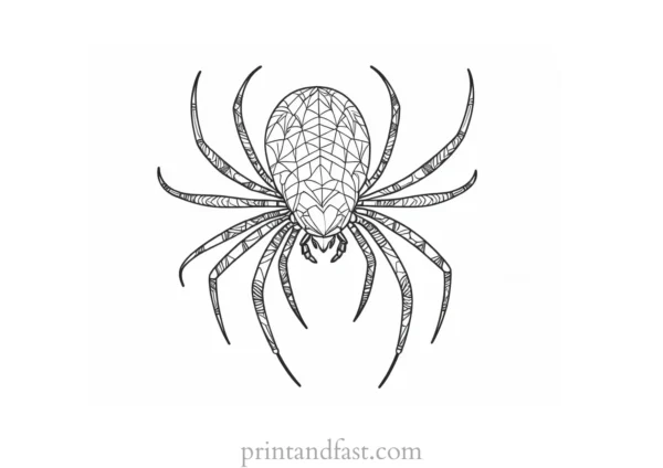 spider coloring page with patterns