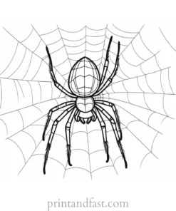 spider coloring page with spiderweb