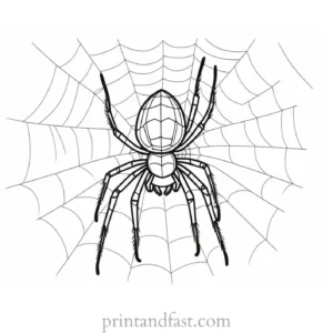 spider coloring page with spiderweb