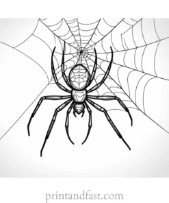 spider coloring page with web