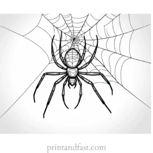 spider coloring page with web