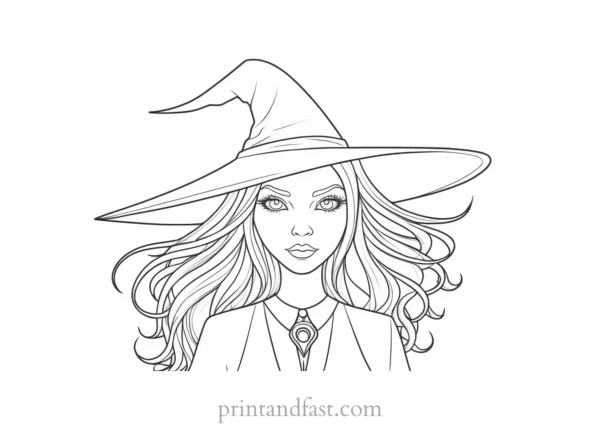 spooky Witch Coloring Page