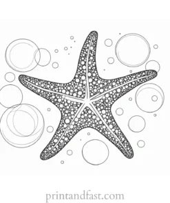 starfish coloring page with bubbles