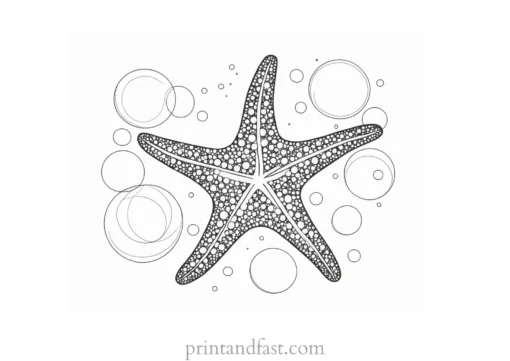 starfish coloring page with bubbles