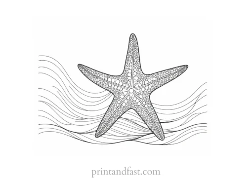 starfish coloring page with waves