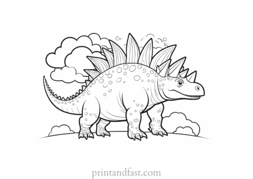 stegosaurus coloring page with clouds