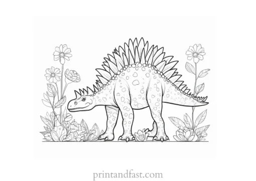 stegosaurus coloring page with flowers